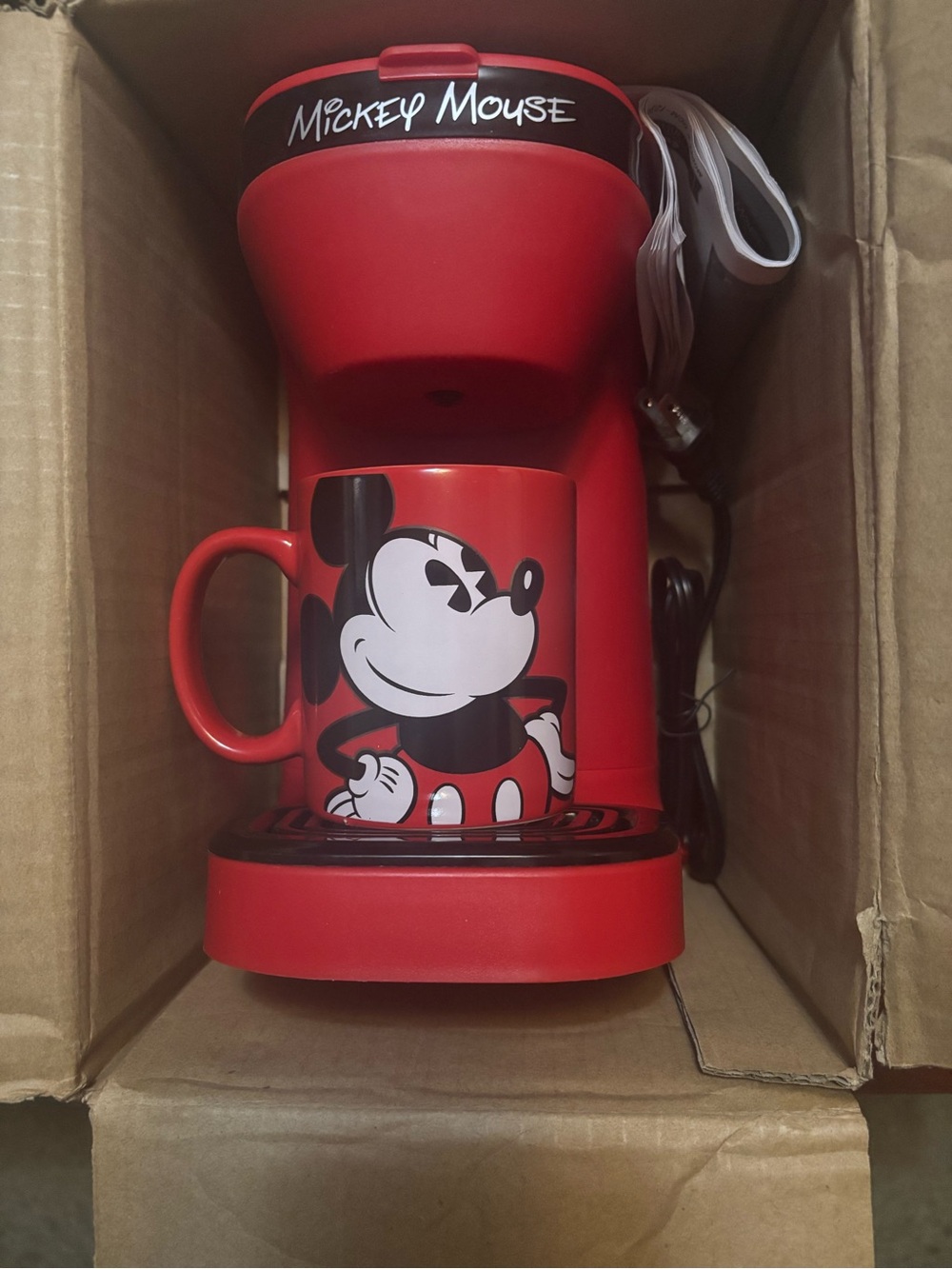 Disney Red Mickey Mouse Single-Serve Coffee Brewer with Mug